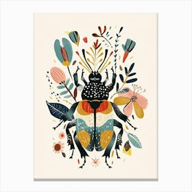 Colourful Insect Illustration Beetle 3 Canvas Print