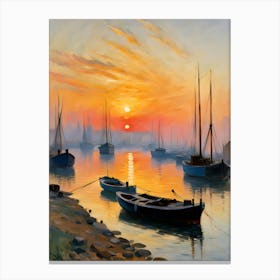 Sunset At The Harbor 2 Canvas Print