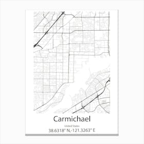 Carmichael,United States Minimalist Map 1 Stampe su tela