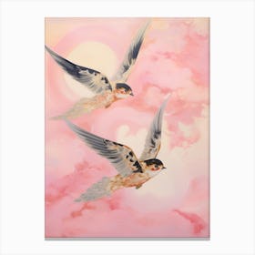 Pink Ethereal Bird Painting Barn Swallow 2 Canvas Print