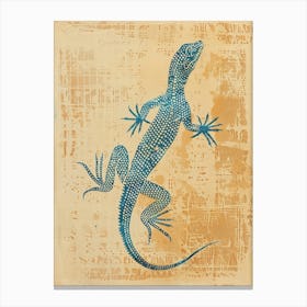 Blue Gecko Block Print 1 Canvas Print