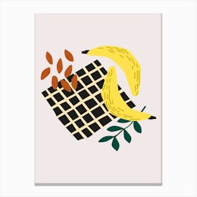 Food Illustration Banana Picnic Preppy Contemporary Kitchen Canvas Print