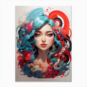 Beautiful Girl With Blue Hair Canvas Print