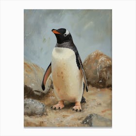 Adlie Penguin Zavodovski Island Oil Painting 1 Canvas Print