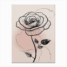 Line Art Roses Flowers Illustration Neutral 10 Canvas Print
