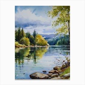 Watercolour Of A Lake 2 Canvas Print