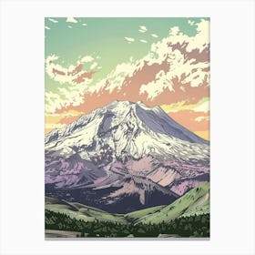 Mount St Helens Usa Color Line Drawing (6) Canvas Print