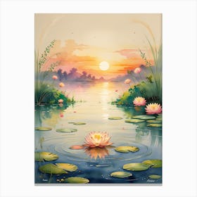 Water Lily Painting Canvas Print