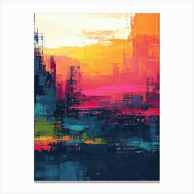 Abstract City | Pixel Minimalism Art Series Canvas Print
