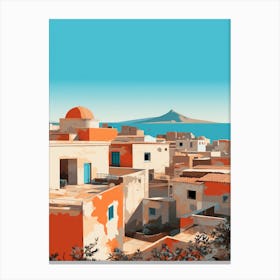 Abstract Illustration Of Spiaggia Di Tuerredda Sardinia Italy Orange Hues 2 Canvas Print