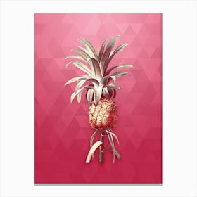 Vintage Pineapple Botanical in Gold on Viva Magenta n.0723 Canvas Print