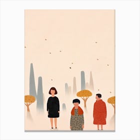 In Paris With The Eiffel Tower Scene, Tiny People And Illustration 5 Canvas Print