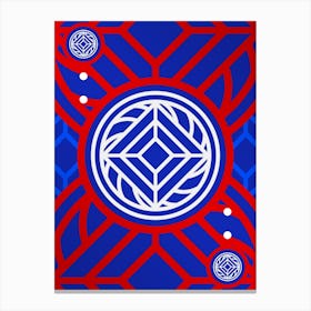 Geometric Glyph Abstract in White on Red and Blue Array n.0012 Canvas Print
