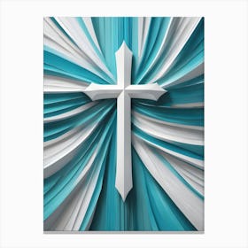 Cross On Blue Background Canvas Print