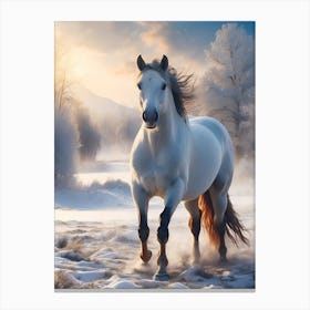 White Horse In The Snow Canvas Print