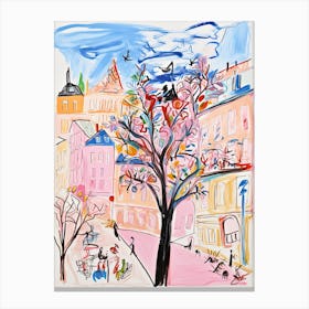 Vienna, Dreamy Storybook Illustration 3 Canvas Print