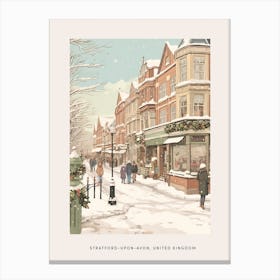 Vintage Winter Poster Stratford Upon Avon United Kingdom 4 Canvas Print