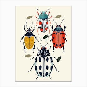 Colourful Insect Illustration Beetle 5 Canvas Print