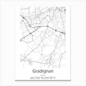 Gradignan,France Minimalist Map Canvas Print