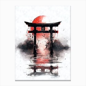 Aesthetic Japanese Shinto Shrine Torii Gate Ink 2 Canvas Print