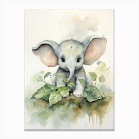 Elephant Painting Writing Watercolour 1  Canvas Print