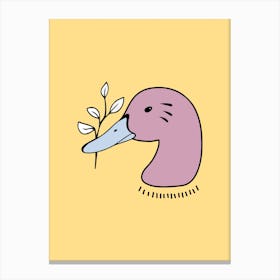 Duck With Leaves Illustration Canvas Print