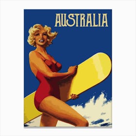 Australia, Woman with a Surfing Board Canvas Print