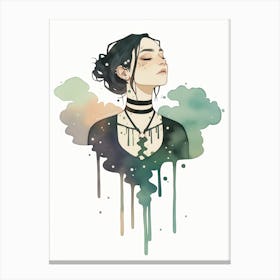 Girl With Dripping Paint Canvas Print