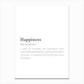 Happiness Funny Definition Wall Canvas Print