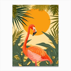 Greater Flamingo Yucatn Peninsula Mexico Tropical Illustration 6 Canvas Print
