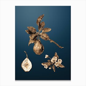 Gold Botanical Pear on Dusk Blue n.2972 Canvas Print