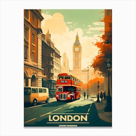 United Kingdom London Retro Vintage Travel Canvas Print