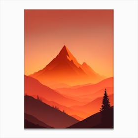 Misty Mountains Vertical Composition In Orange Tone 343 Canvas Print