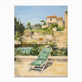 Sun Lounger By The Pool In Matera Italy Canvas Print