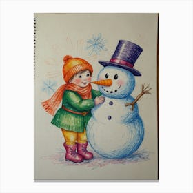 Snowman Drawing 1 Canvas Print