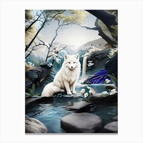 Arctic Fox In Spring Canvas Print