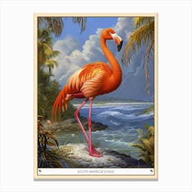 Greater Flamingo South America Chile Tropical Illustration 5 Poster Canvas Print