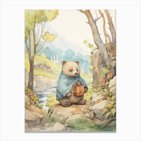 Storybook Animal Watercolour Wombat 1 Canvas Print