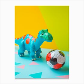 Toy Dinosaur Playing Football 1 Canvas Print