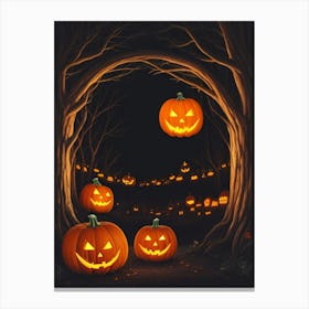 Witch With Pumpkins 6 Canvas Print