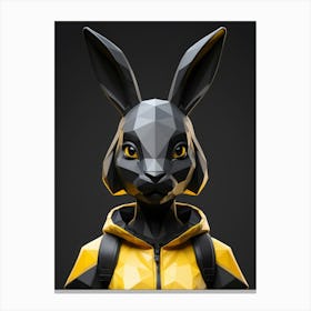 Low Poly Rabbit Girl, Black And Yellow (30) Canvas Print