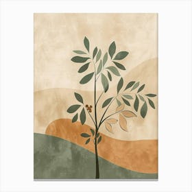 Chestnut Tree Minimal Japandi Illustration 4 Canvas Print