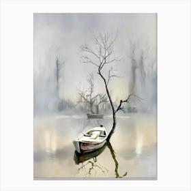 Boat In The Fog Canvas Print