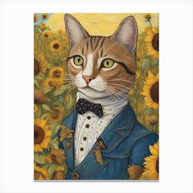 Cat In Sunflowers Canvas Print