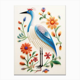Scandinavian Bird Illustration Egret 4 Canvas Print