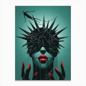 Woman With Spikes On Her Head Canvas Print