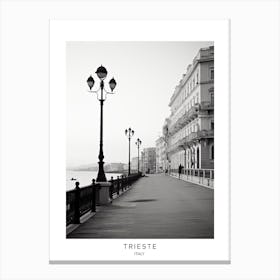 Poster Of Trieste, Italy, Black And White Analogue Photography 4 Canvas Print