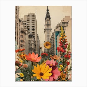 Buenos Aires   Floral Retro Collage Style 1 Canvas Print