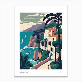 Amalfi Coast Matisse Style, Italy 10 Watercolour Travel Poster Canvas Print