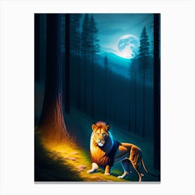 Lion In The Forest Canvas Print